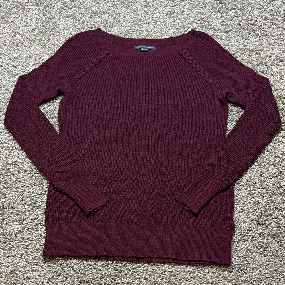 American Eagle Outfitters Maroon Crew Neck Sweater